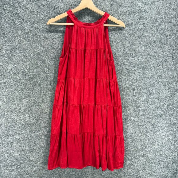 Skies are Blue Dresses & Skirts - Skies Are Blue Dress Women XS Red Shift Midi Sleeveless Lined Tasseled Casual